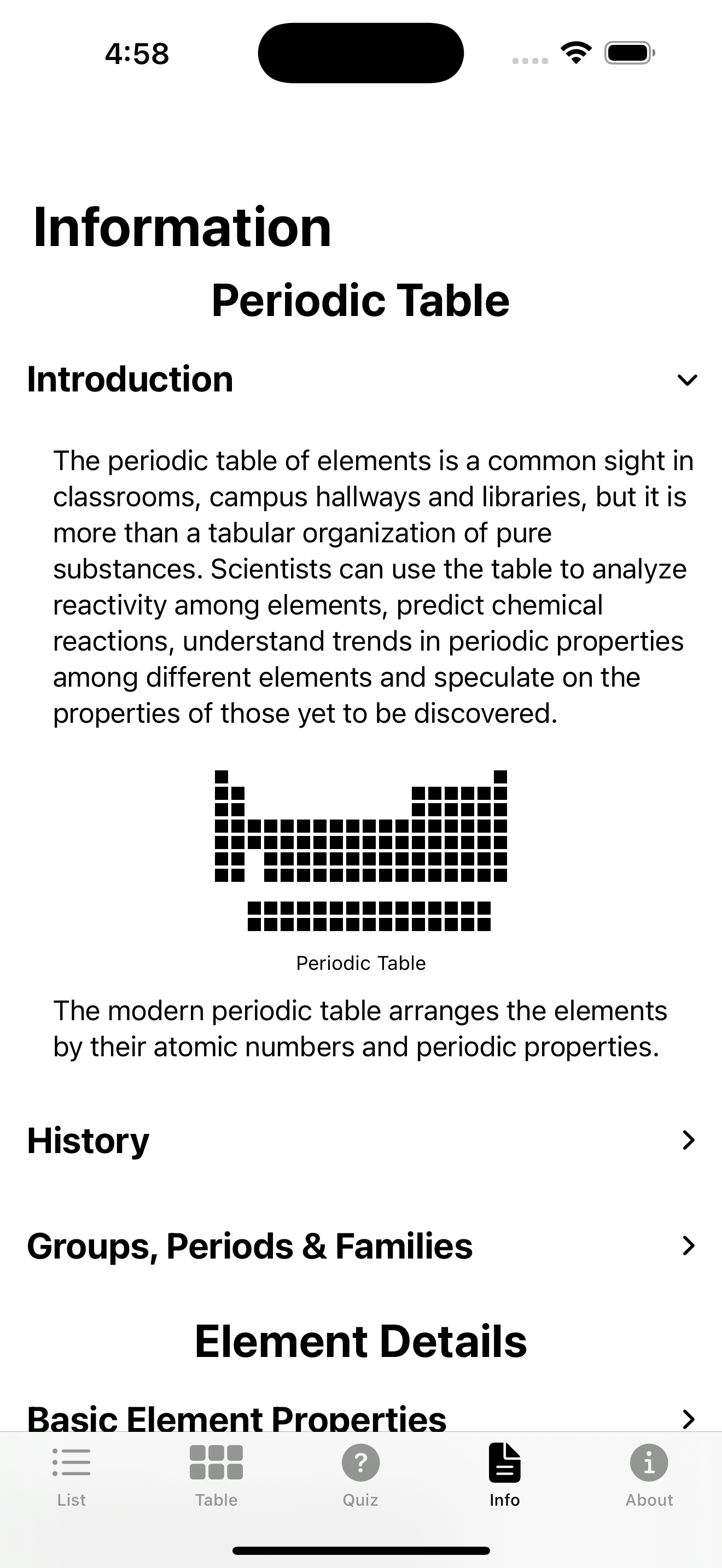 Element app Information